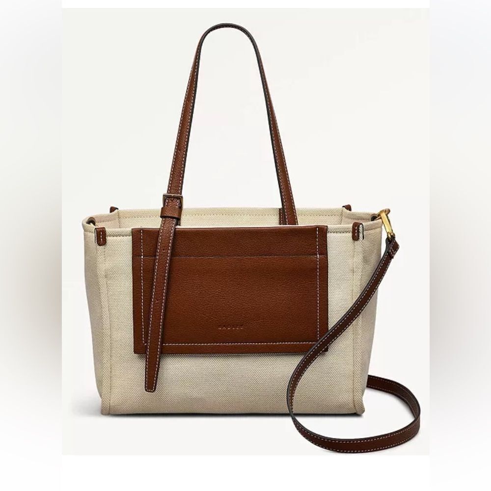 NWOT Radley London The Burlington Canvas Medium Zip Top Grab Bag Tote Bag